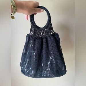 Vintage Y2K Crochet Sequin Handheld Tote Mini Bag